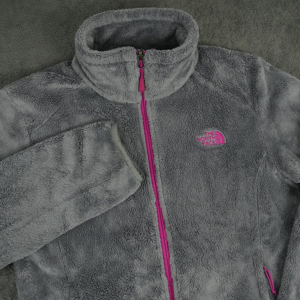 The North Face Osito 2 Fleece Jacket Womens Medium Gray Pink Full Zip Fuzzy